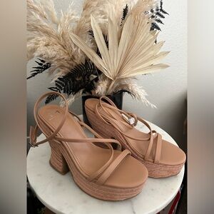 New! Marc Fisher Fetch Espadrille Faux Leather Wedge Sandal 7